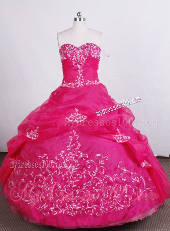 Trendy Appliques and Pick-ups Dress for Quinceanera in Hot Pink